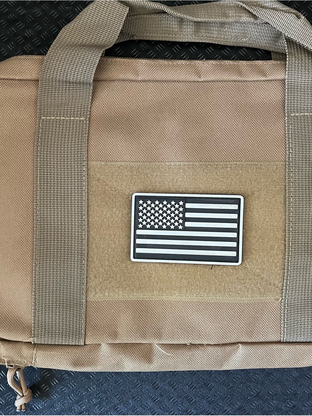 Men's Laptop Bag in Tan with American Flag Patch